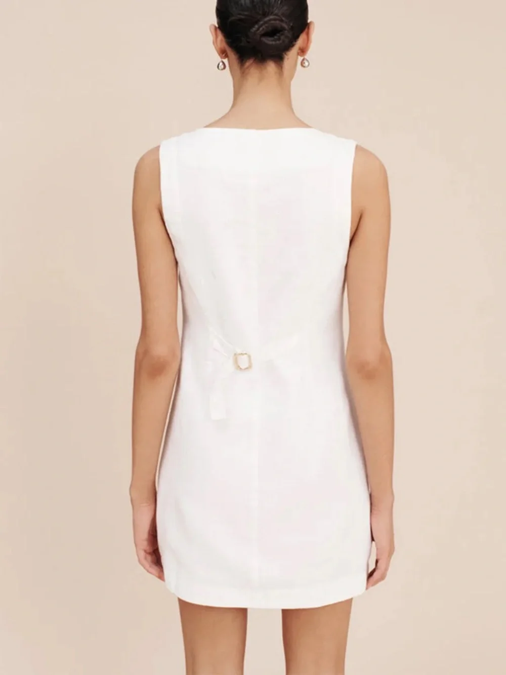 Commense| Button-Front Mini Dress - Picture 4 of 8